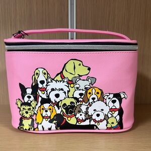 Pink Dog Print Cosmetic Bag